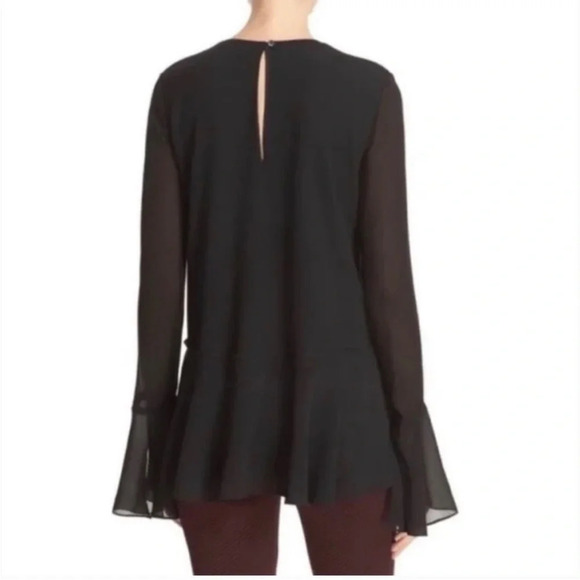 NWT Theory Lexanda C Idol Bell-Sleeve Peplum Top, Black size Large - Picture 10 of 11